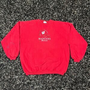Vintage Wisconsin Badgers Red Crewneck 90s Adult Sz XL Preowned‎